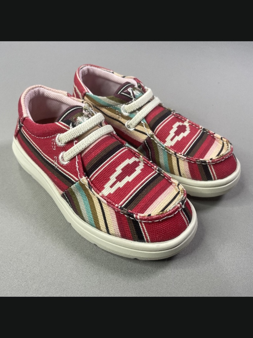 NEW Ariat Shoes Girls 9 toddler tan pink slip on aztec western summer casual
